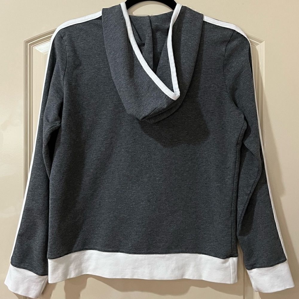 NAUTICA Long Sleeve Hooded Zip-Up Jacket Gray White Women’s Size Medium - Picture 2 of 6